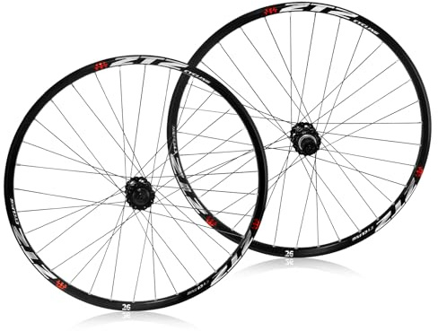 ZTZ Mountain Bike Wheelset, Ultralight Aluminum Alloy Rim, 32H High Strength Bicycle Wheels, Quick Release Disc Brake, MTB Wheel Set, Compatible with 7-12 Speed Cassette (Front+Rear Wheel, 26)
