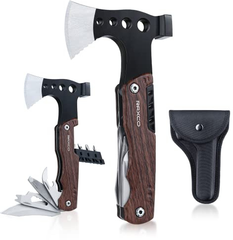 Raxco Survival Axt - Multifunktionswerkzeug, Handbeil, 8-in-1, für Outdoor Camping und Männergeschenke