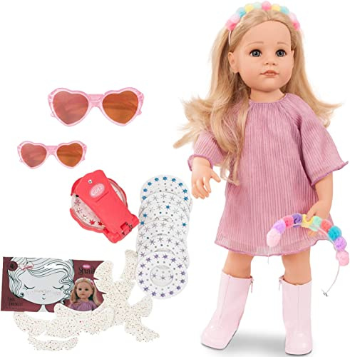 Götz 2159096 Hannah Be My Mini Me Puppe 50 cm Stehpuppe 26-TLG | für Kinder ab 3 Jahren, blonde Haare, blaue Augen, Styling-Set, Glitzeraccessoires, frisierbar, Vinylhartkörper
