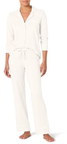 Amazon Essentials Damen Schlafanzug-Set Baumwollmodal langärmliges Hemd und Lange Hose