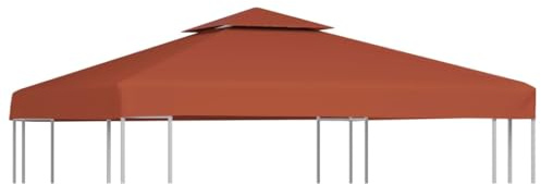 HIGSOSE Pavillonabdeckung mit Kaminabzug 310 g/m² 3x3 m Terracotta-Rot Wasserdicht Stabil Winterfest Dach für Pavillon Gartenpavillon Abdeckung