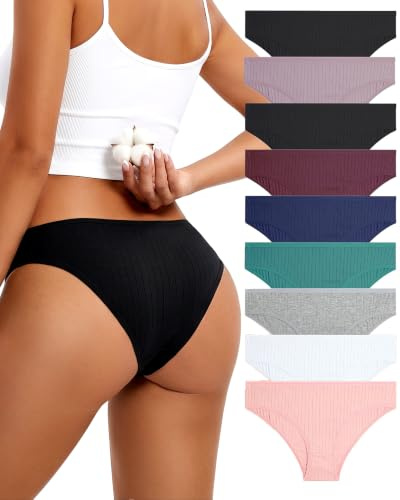 FINETOO 9er Pack Baumwolle Unterwäsche Damen Slip Baumwoll Frauen Set Confy Slips Soft Hipster Sexy Panties Unterhose Women Underwear Weich Unterhosen Sportgürtel Mehrpack