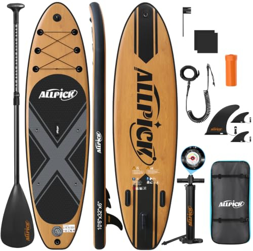 ALLPICK Stand Up Paddling Board Aufblasbar, SUP Board Set, Zubehör, 180kg | 320cm Paddle Board, Stabil, Universal Kamerahalterung, Komplettes Zubehör, Verstellbares Paddel, Anfänger, Fortgeschrittene