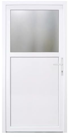 HORI Haustür Kellertür Kunststoff Nebeneingangstür Komplettset Hauseingangstür, vielseitig einsetzbar für Keller, Garage und Nebeneingang - Farbe: weiß - DIN rechts - Modell: Light - 198 x 98 cm