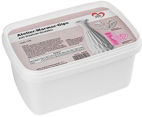 Ideen mit Herz Atelier-Marmor-Gips zum kreativen Gestalten, 1,5kg | Kreativgips zum Anmischen mit Wasser | Gips zum Basteln, DIY, Home-Deko