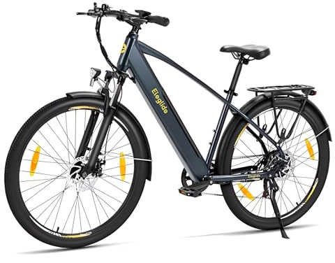 Eleglide E-Bike, T1 Elektrofahrrad 27.5'' Trekking E-Cityrad mit 13Ah Akku, 100KM Lang Range, 250W Motor, 7 Gäng E-Mountainbike für Damen und Herren, Doppelscheibenbremsen
