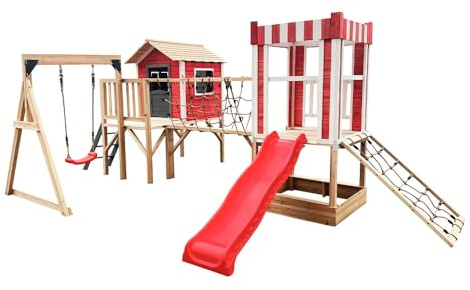 Home Deluxe - Spielpark inkl. Schaukel und Rutsche WUNDERLAND - 555 x 340 cm | Ausstattung inkl. Schaukel