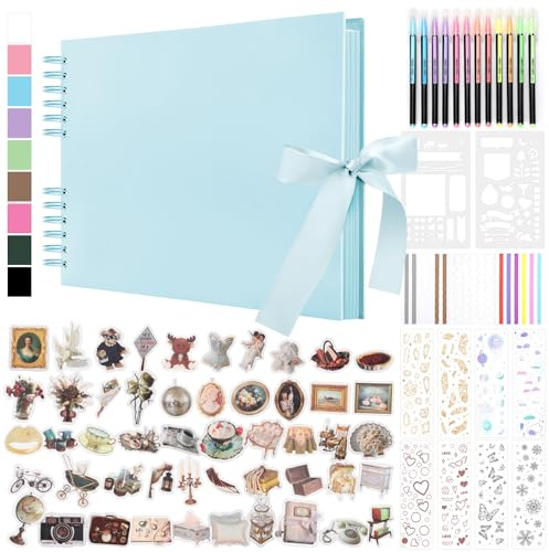 DazSpirit Fotoalbum zum Selbstgestalten, 80 Seiten, 21,5 x 29 cm, Blau