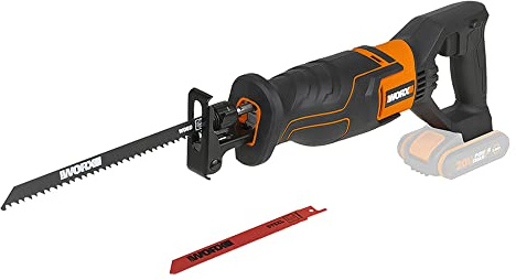 WORX WX500.9 Akku-Säbelsäge 20V, leistungsstarke Säbelsäge mit ergonomischem Design, variable Geschwindigkeit (inkl. Holz- & Metallsägeblatt, ohne Akku & Ladegerät)