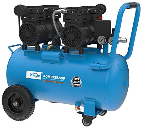 Güde Airpower 275/8/50 SILENT Kompressor – 230 Volt, 50 Liter Kessel, 1,5 Kilowatt, max. Druck 8 bar, eff. Liefermenge bei 0 bar 254 l/min, ölfrei und wartungsfrei, Transportgriff und Lenkrollen