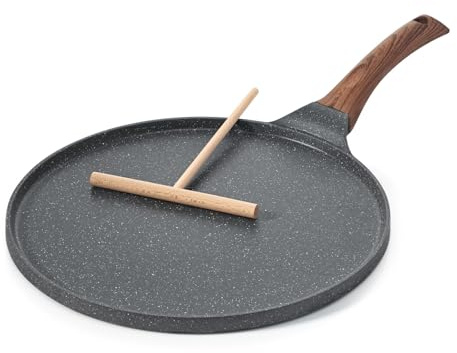 SENSARTE Crepe Pfanne 26cm Antihaftpfanne Omlettpfanne Pfannkuchen Flache Pfanne mit Schweizer Granit Antihaftversiegelung, Bakelitegriff, Induktions Kompatibel