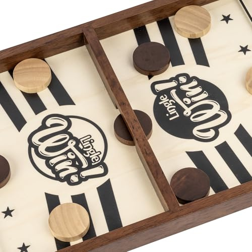 Lingle Sling Puck Game - 16,5 Zoll Premium-Brettspiel aus Massivholz, luxuriöser Sling-Puck-Kampf für unterhaltsame Familienspiele oder Partys mit Freunden, klassisches wettbewerbsfähiges Tischspiel