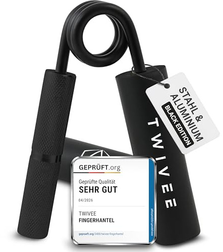 TWIVEE - Unterarmtrainer - Fingerhantel für maximale Griffkraft - Gripper aus gehärtetem Stahl und Aluminium - Handtrainer mit Griffpolster und Tasche - Handmuskeltrainer