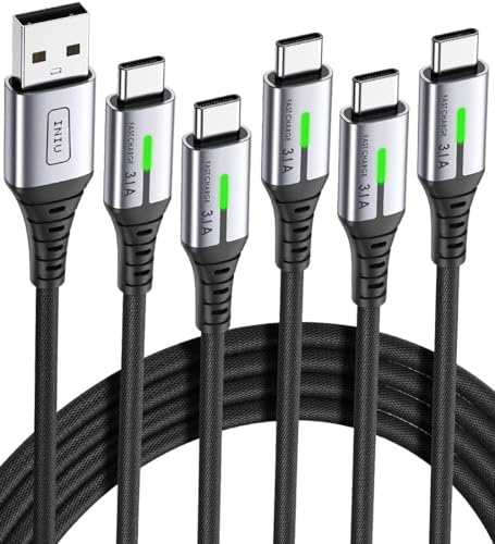 INIU USB C Kabel, (5 Stück/1+1+2+2+3m) Ladekabel USB C 3.1A QC 3.0 Schnellladekabel, Typ C Handy Datenkabel für Samsung S23 S22 S21 S10 Xiaomi 11 Google Pixel 7 Pro Huawei P50 Xperia Switch PS5 usw.