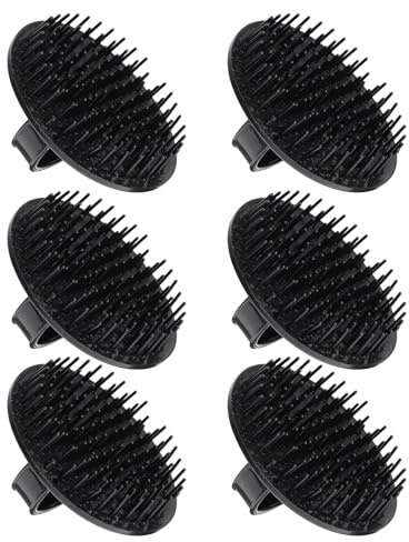 TOVINANNA Kopfhaut Massagebürsten 6er Set Schwarz Silikon – Kopfhautreinigung & Peeling Massage – for Dusche Shampoo Haarwäsche Trockenes Haar for Frauen Männer