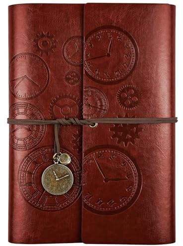 Asten Leder Notizbuch, Nachfüllbar Tagebuch, Vintage Tagebuch A5, Rotbraun | 160 linierte Seiten, Reisetagebuch zum Schreiben Mit 2 PVC-Fächer, Geschenk für Mädchen, Jungen,für Reisen und Geschenke