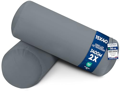 Utopia Bedding Nackenrolle 2er Set, 15x40 cm Kissenrolle Knierolle Zierkissen Sofakissen (Grau)