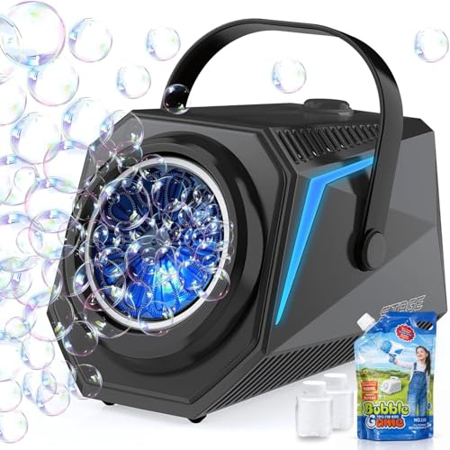 Blubbel LED Seifenblasenmaschine mit 1L Seifenblasenflüssigkeit, Seifenblasen Maschine, Seifenblasenpistole Kinder, Luftblasen Bazooka Bubble Maschine, Geschenk, Hochzeit