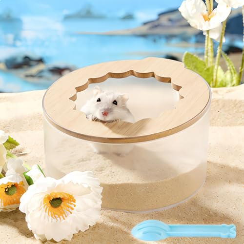 Marchul Hamster Sand Badebehälter, Hamster Sands Bath Box mit Sandschaufel und Dach, transparente Hamsters Badewanne Badezimmer Toilette, Hamsters Sandkasten Badebox für Klo Kleintier