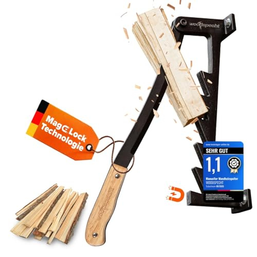 Woodspecht Holzspalter manuell [Magnetische Sicherung] Brennholz, Anzündholz Spalter, Holz spalten, Wood Splitter, Anmachholz Spalter, Hackklotz, manueller Holzspalter, Holzhacker mit Holzgriff