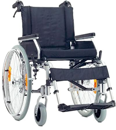 FabaCare Leichtgewichtrollstuhl mit Trommelbremse 2920 Moly Economy, faltbarer Rollstuhl, Faltrollstuhl, Reiserollstuhl mit Steckachsen, Sicherheitsreflektoren, Sitzbreite: 48 cm
