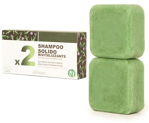 Enooso - Bio-Shampoo Gegen Haarausfall, Stärkt Mit Rosmarinöl, Verdünnt Mit Reinigendem Rizinusöl, Für Fettiges Haar, 100% Natürliches und Veganes Festes Shampoo - 130g