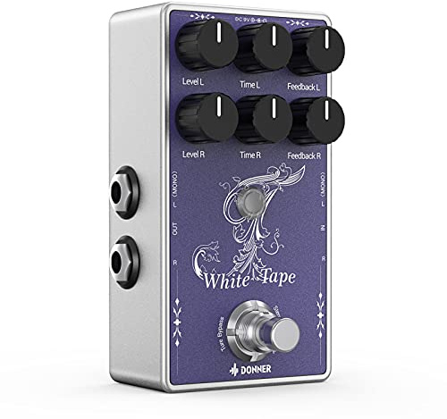 Donner Stereo Delay Pedal, Analoges Delay mit Echo Effekt, True Bypass, 2 Unabhängige Kanäle für E-Gitarre, Bass, Synthesizer, Drum Machine