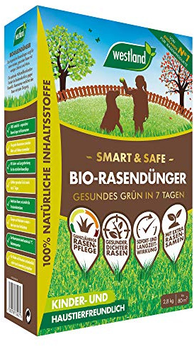 Westland Smart & Safe Bio-Rasendünger, 2,8 kg, 80 m² – Gartendünger für dichten Rasen, Rasen-Granulat unbedenklich für Kinder und Haustiere