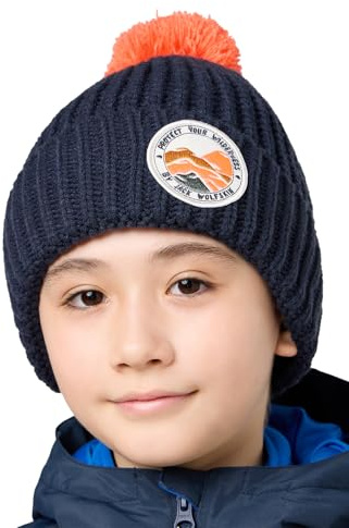 Jack Wolfskin Unisex Kinder Beanie-Mütze Pompom Badge Beanie K