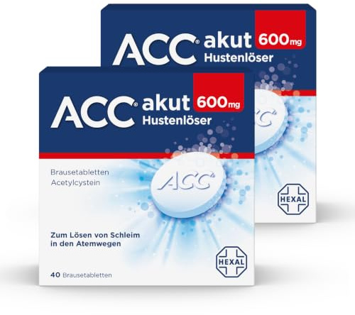 ACC® akut 600 mg | Hustenlöser | Brausetabletten | 2x40 Stk | Brombeeraroma | Mit Acetylcystein, löst den Schleim, erleichtert das Abhusten und befreit so die Bronchien, Erwachsene & Jugendliche ab 14 J.
