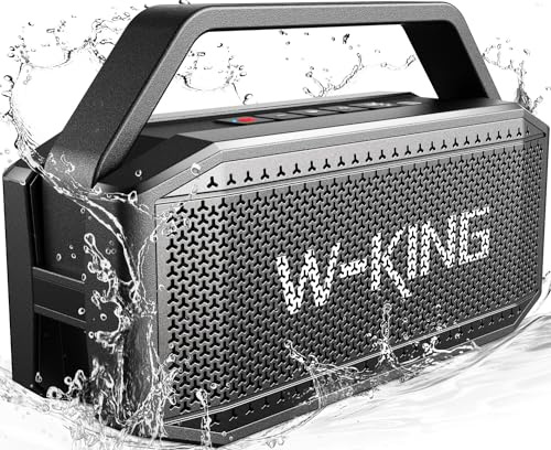 W-KING Bluetooth Lautsprecher Box Groß, (100W MAX)60W Musikbox Bluetooth Box Groß, IPX6 Wasserdicht Stereo Outdoor Party Boom Box Tragbar Soundbox/Ex-großer Passiver Radiator Tiefer Bass/40H/TF/AUX/EQ
