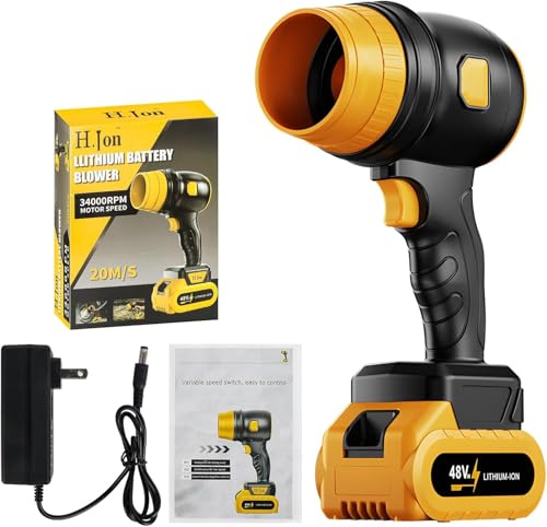 LPQKCcY Laubbläser Akku, 21V Turbo Gebläse Laubbläser mit Akku und Ladegerät, 34000 RPM Laubsauger Elektro Laubgebläse für Wegblasen von Laub, Schnee, Staub zum Freien, Garten, Rasen & Schnee, Auto
