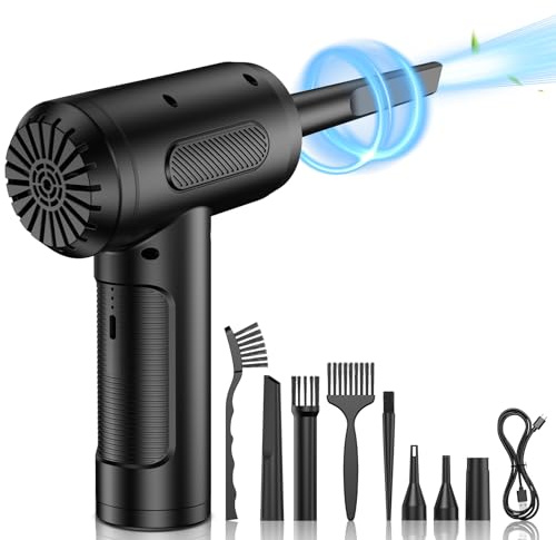 Elektrische Staubgebläse,Druckluftspray für PC Reinigungsset,6000-mAh Akku | 3-Gang 91000 U/min Electric Compressed Air Duster, USB Wiederaufladbar Staubbläser für Laptop,Tastatur,Auto,Sofa