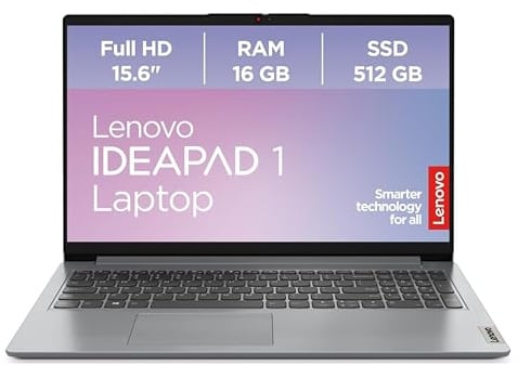Lenovo IdeaPad 1 Laptop | 15.6" Full HD Display | AMD Ryzen 5 7520U | AMD Radeon Grafik | 16GB RAM | 512GB SSD | Win11 | QWERTZ | Cloud Grau | 3 Monate Premium Care