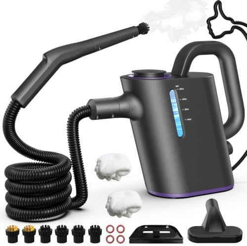 Dampfreiniger Handgerät 15 Sek. Aufheizzeit, 550 ml Tank Steam Cleaner | 16 Zubehör Handdampfreiniger für Alles für Küche, Bad, Fugen, Fenster, Auto & Polster, chemiefrei, 100°C Heißdampf