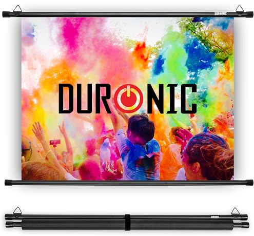 Duronic BPS50 Leinwand | 4:3 Hängeleinwand 50 Zoll 102 x 76 cm | Heimkino mit 4K Full HD 3D | Gain 1.0 | Projektionsleinwand für Wandmontage | Beamerleinwand für Büro Präsentationen, Schulen