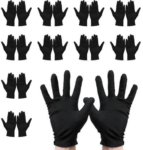 ZHYTUAL 10 Paar Baumwollhandschuhe Schwarz Größe L Sicherheitshandschuhe Stoffhandschuhe Schwarz Schmutzabweisend und Verschleißfest Kosmetikhandschuhe Arbeitshandschuhe für Damen und Herren