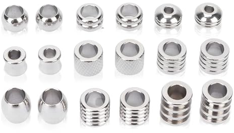 18Pcs Bartperlen, Viking Haarperlen Edelstahl Hohe Härte Zöpfe Zubehör Geeignet für Haare, Bartweben, Anhänger, Armband und Schmuck DIY, Etc