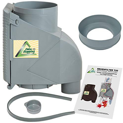 Fallrohrfilter Regensammler T50 braun/grau - Der Regenwasser-Filter für Regentonnen mit bis zu 95% Wirkungsgrad mit Universalanschluss für alle Fallrohre 75-110mm (T50 Grau)