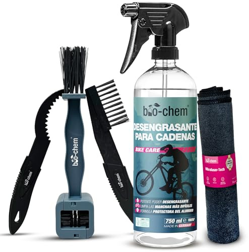 bio-chem Kettenreiniger Fahrrad 750ml mit Bürsten & Tuch | Antriebsentfetter für Fahrradkette, Kassette und Ritzel
