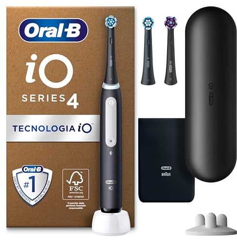 Oral-B iO Series 4 Plus Edition Elektrische Zahnbürste — Electric Toothbrush, Inkl. 3 Aufsteckbürsten, Reiseetui — 4 Putzmodi für Zahnpflege, Zahnbürste Elektrisch, Designed by Braun, Schwarz