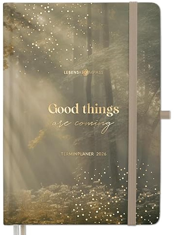 Kalender 2026 Terminplaner Buchkalender A6 von Lebenskompass® WALD - Edler Wochenplaner 2026 & Terminkalender 2026 - stabiles Hardcover mit schöner Folienprägung