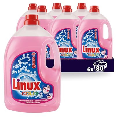 Tissue Expert Linux Color Waschmittel, Flüssigwaschmittel, 6x80 Waschladungen (480 WL), farberhaltend, kraftvolle Fleckenentfernung, entfernt schlechte Gerüche, Buntwaschmittel, frischer Duft