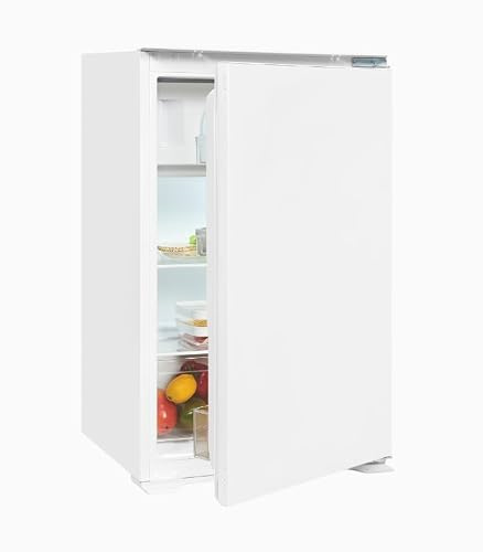 Exquisit EKS5131-4-E-040E Einbaukühlschrank mit Gefrierfach, 88cm Nische | Einbaugerät mit 118L Nutzinhalt, 4-Sterne-Gefrierfach, Schlepptür, LED-Licht & Gemüseschublade, leise 39 dB, Weiß