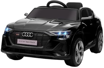 HOMCOM Elektro Kinderauto 12V Audi E-tron Elektrofahrzeug 3-5 Jahre Schwarz | Audi E-tron Elektroauto, Elektrofahrzeug, Sicherheitsgurt, Musik (MP3/USB/TF), Kinderfahrzeug, 3-5 km/h
