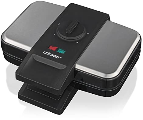 Cloer 1459 Brüsseler Waffeleisen, 1000 W, Backampel, stufenlos wählbarer Bräunungsgrad, schwarz-edelstahl