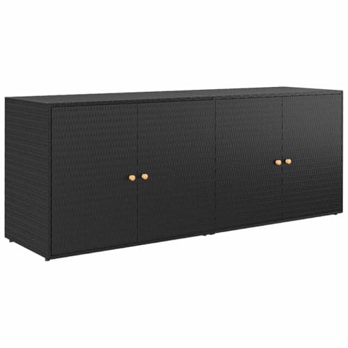 vidaXL Gartenschrank Schwarz 198 x 55,5 x 80 cm Poly Rattan