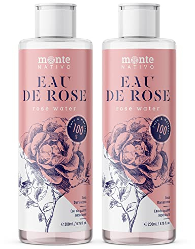 Rosenwasser Gesichtswasser 2x200ml Monte Nativo (400ml) - Rose water for face 100% Natürliche Gesichtspflege - Gesichtstoner - Gesichtsreinigung - Porenreiniger Gesicht - Anti Pickel Naturkosmetik