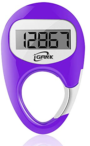 iGANK Simple Walking Pedometer 3D Schrittzähler für Männer Frauen Kinder (Violett)