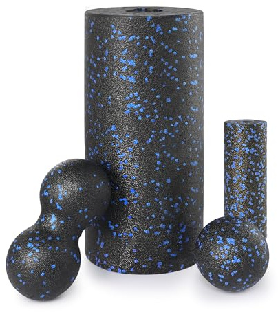 Faszienrolle 4er-Set mit großer und kleiner Rolle, Erdnussball und Einzelball für Intensive Massage und Muskelentspannung (inkl. Aufbewahrungstasche)